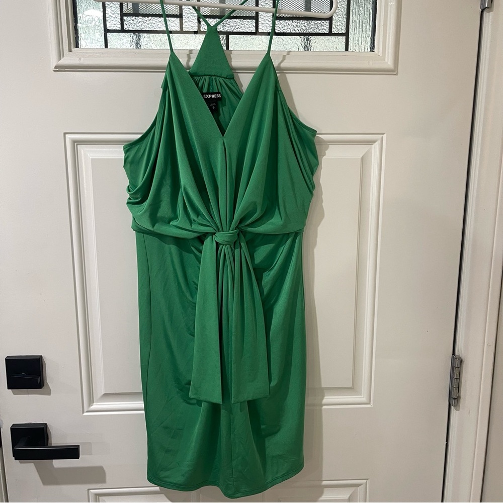 Express Elegant Green Halter Dress